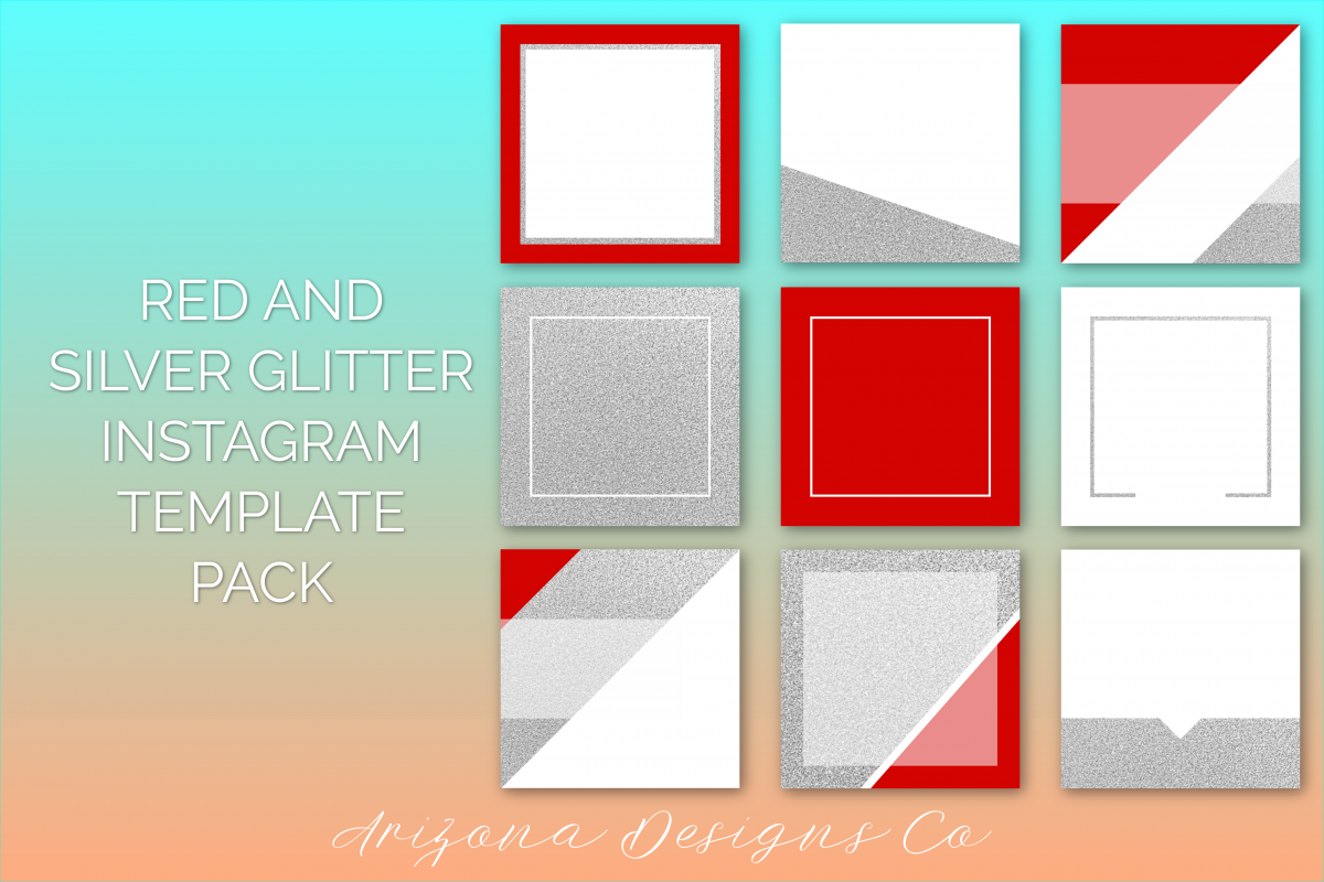 red and silver glitter instagram template pack