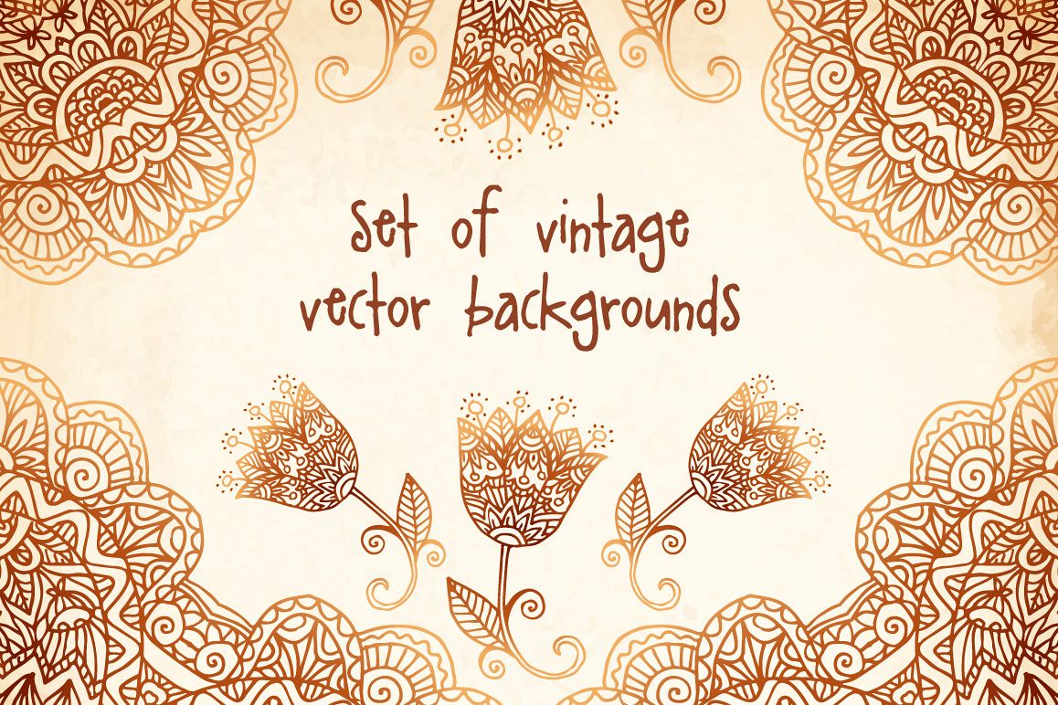 Set of 6 vintage vector backgrounds example image 1
