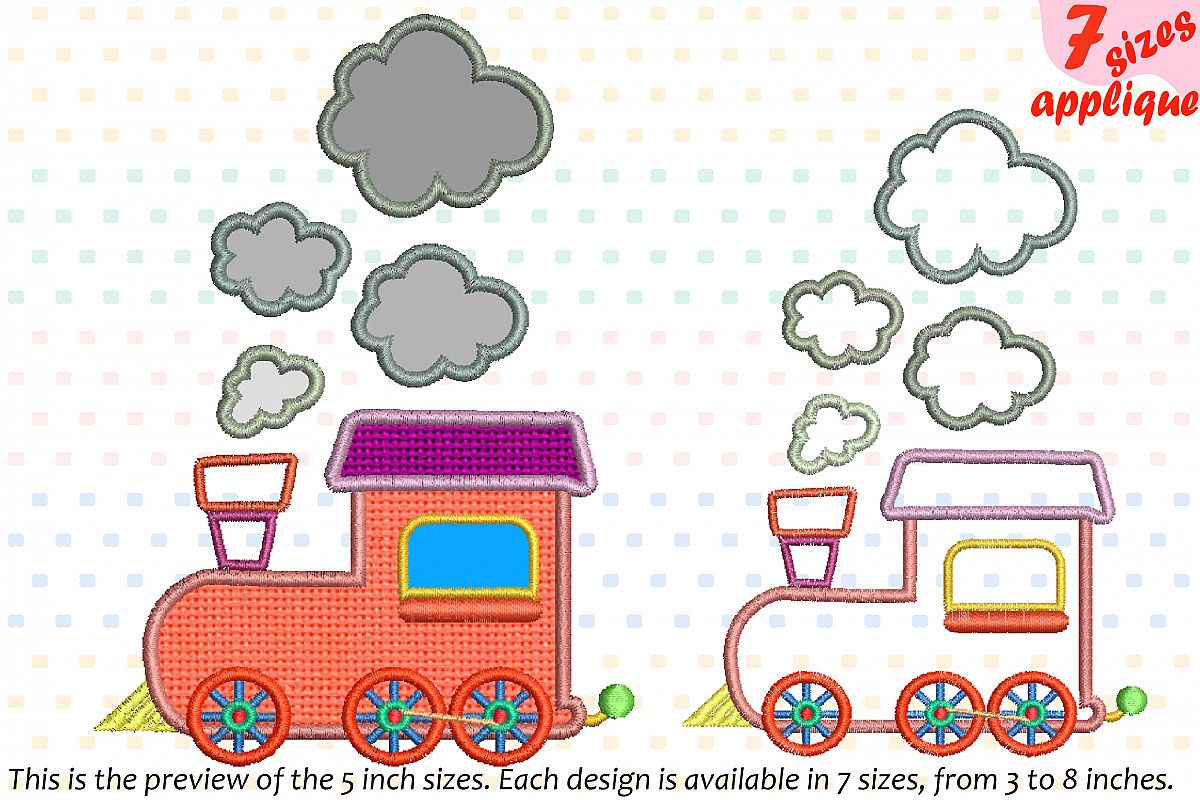 Train Toy Applique Designs for Embroidery Machine Instant Download Commercial Use symbol outline cartoon baby boy Birthday toys 20a example image 1