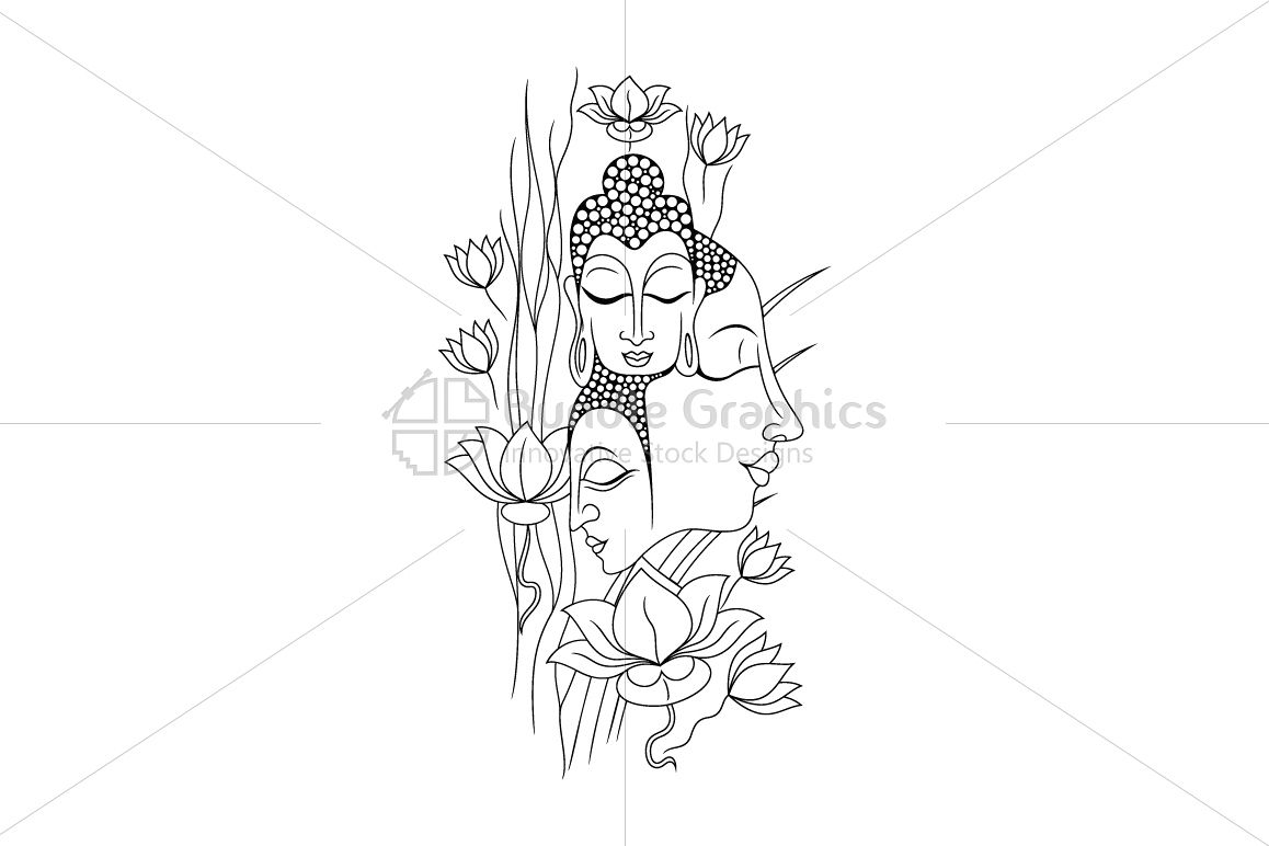 Buddha Meditation - Linear Artwork example image 1