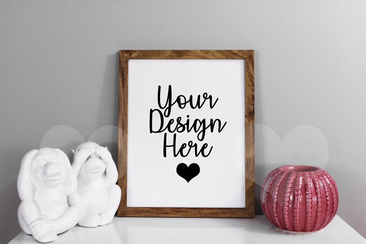 Styled Frame Mockup, Dark Oak Frame Mockup, Stock Photo example image 1