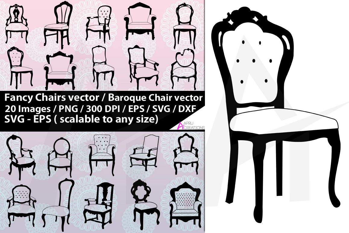 Fancy chairs svg silhouette / fancy chair vector / baroque