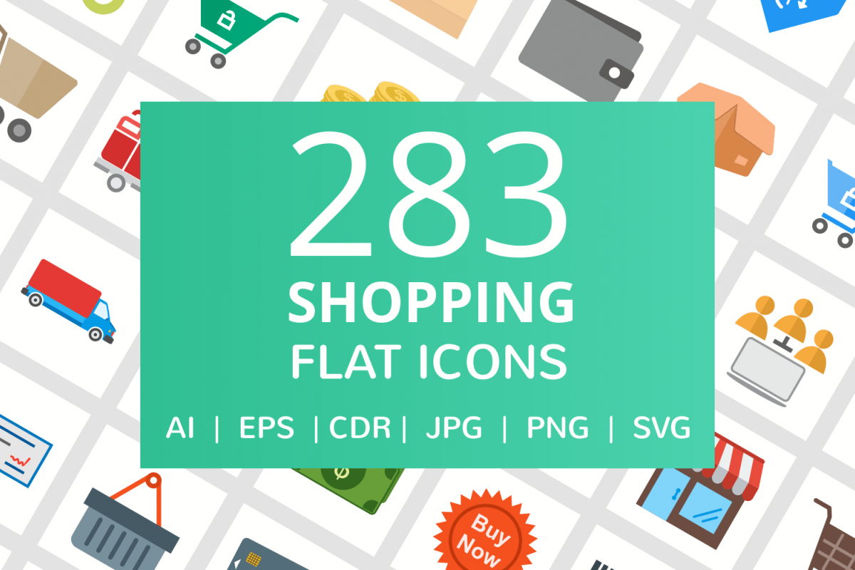 283 Shopping Flat Icons example image 1