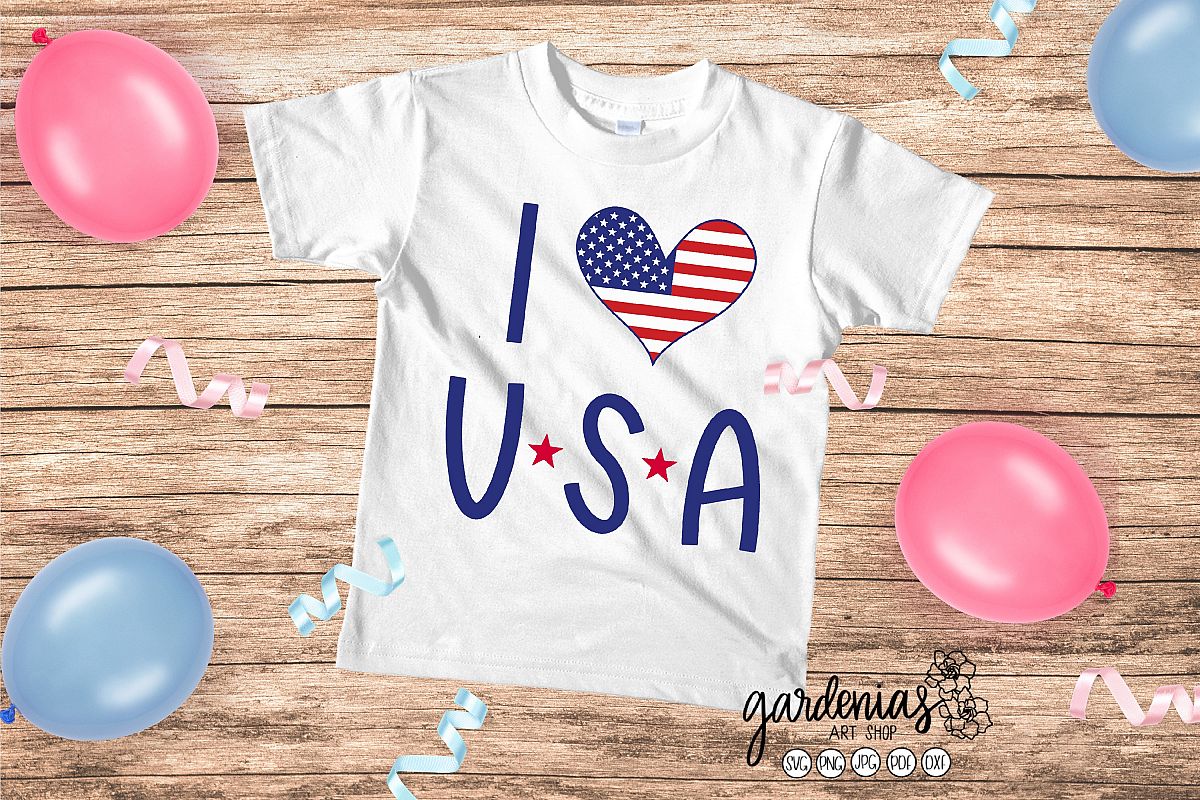 I Love USA SVG | America Heart Flag Cut File | 4th of July example image 1