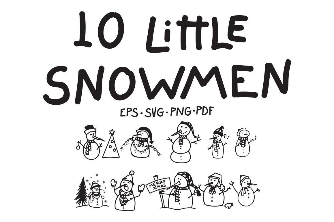 10 Little Snowmen Vectors example image 1