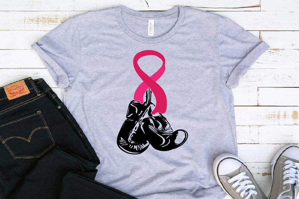 Boxing Gloves Hanging On Breast Cancer SVG Fight 1462S example image 1
