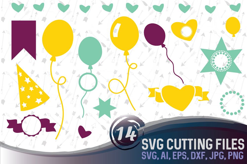 14 party vector designs and monograms - cutting files SVG, DXF, JPG, PNG, AI, EPS example image 1