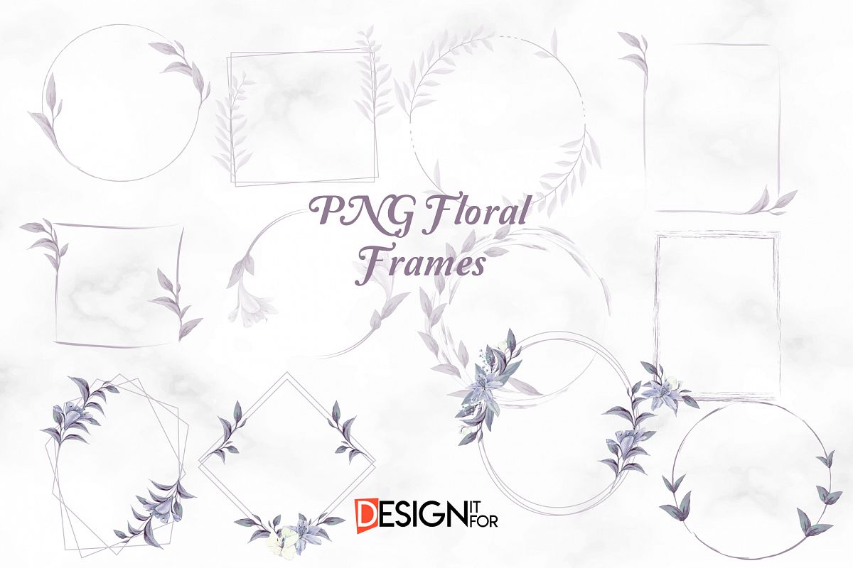 Floral Frame Clipart, Laurel Wreath, clip art, scrapbooking example image 1