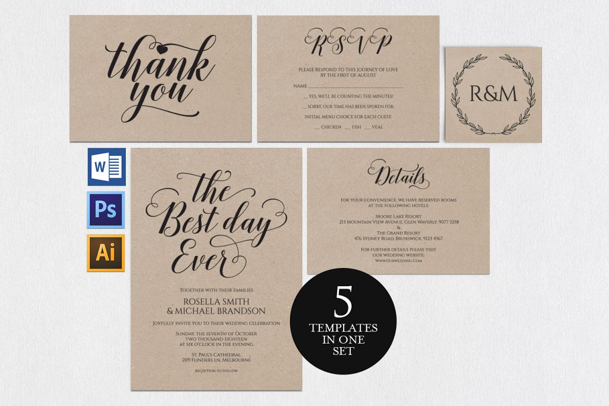 Wedding invitation set landscape, TOS_6 example image 1