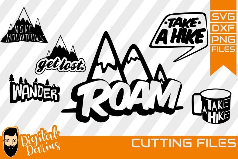 6x Adventure SVG, Travel Svg, Hobby dxf, Mountains, Roam dxf example image 1