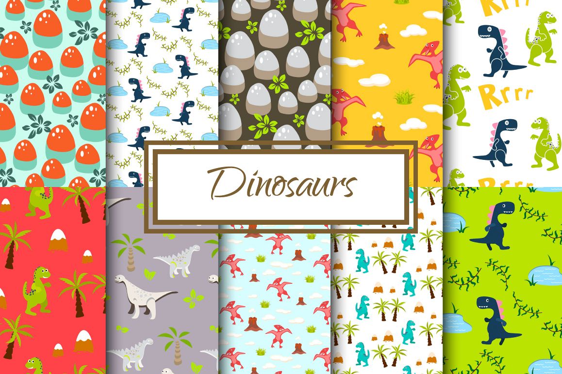 Dinosaur seamless paper set example image 1