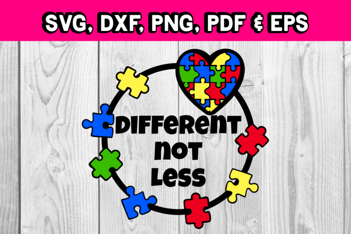 Autism awareness - Different not less - puzzle pieces svg example image 1