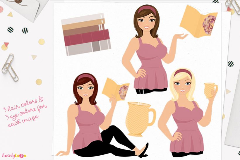 Woman teacher character clip art L143 Willow example image 1