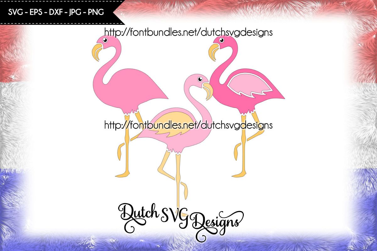 3 Flamingo cutting files, in Jpg Png SVG EPS DXF, for Cricut