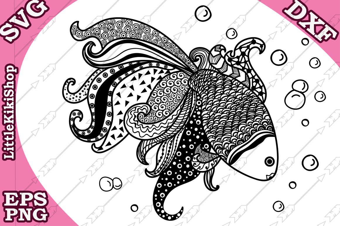 Gold Fish Svg, MANDALA GOLD FISH,Zentangle Fish Svg,Fish Svg example image 1