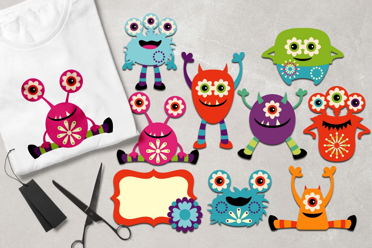 Cute spring monsters graphics example image 1