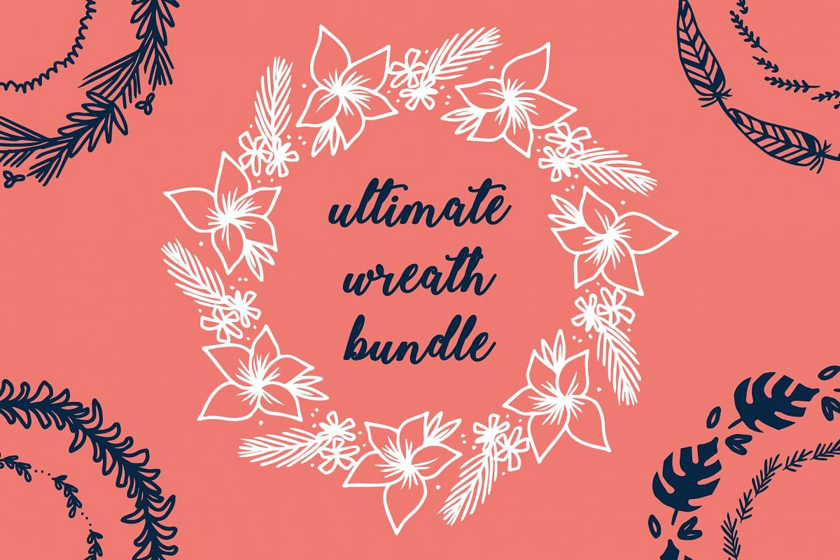 55 Unique Hand Drawn Wreaths! example image 1