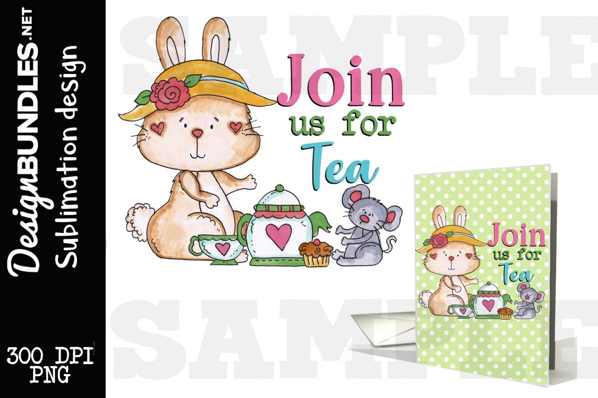 Join Us For Tea Sublimation Design example image 1