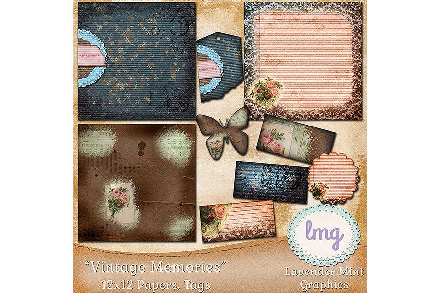 Vintage Memories Digital Scrapbook Papers example image 1