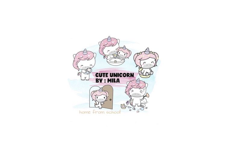 KAWAII UNICORN CLIPART BUNDLE PNG example image 1