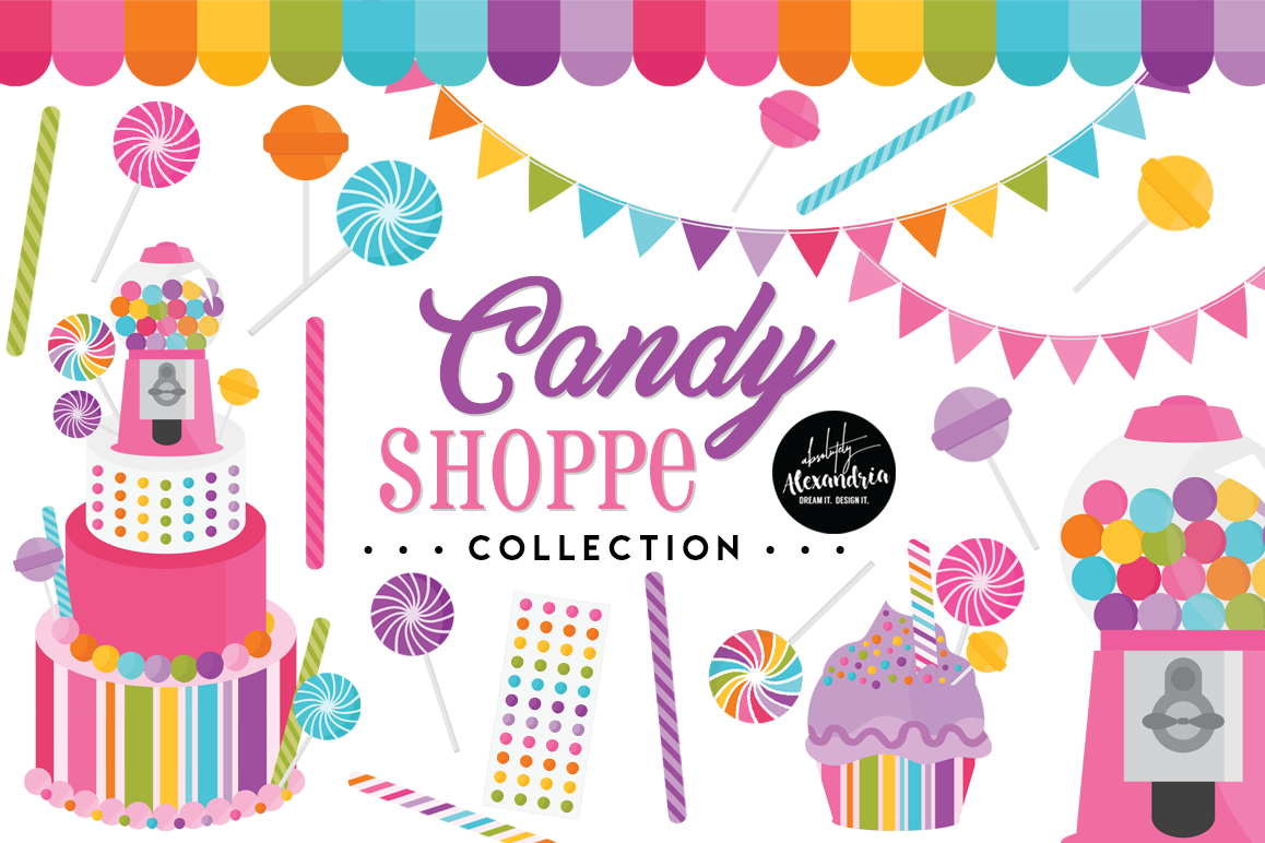 Candy Shoppe Clipart Graphics & Digital Paper Patterns Bundle example image 1