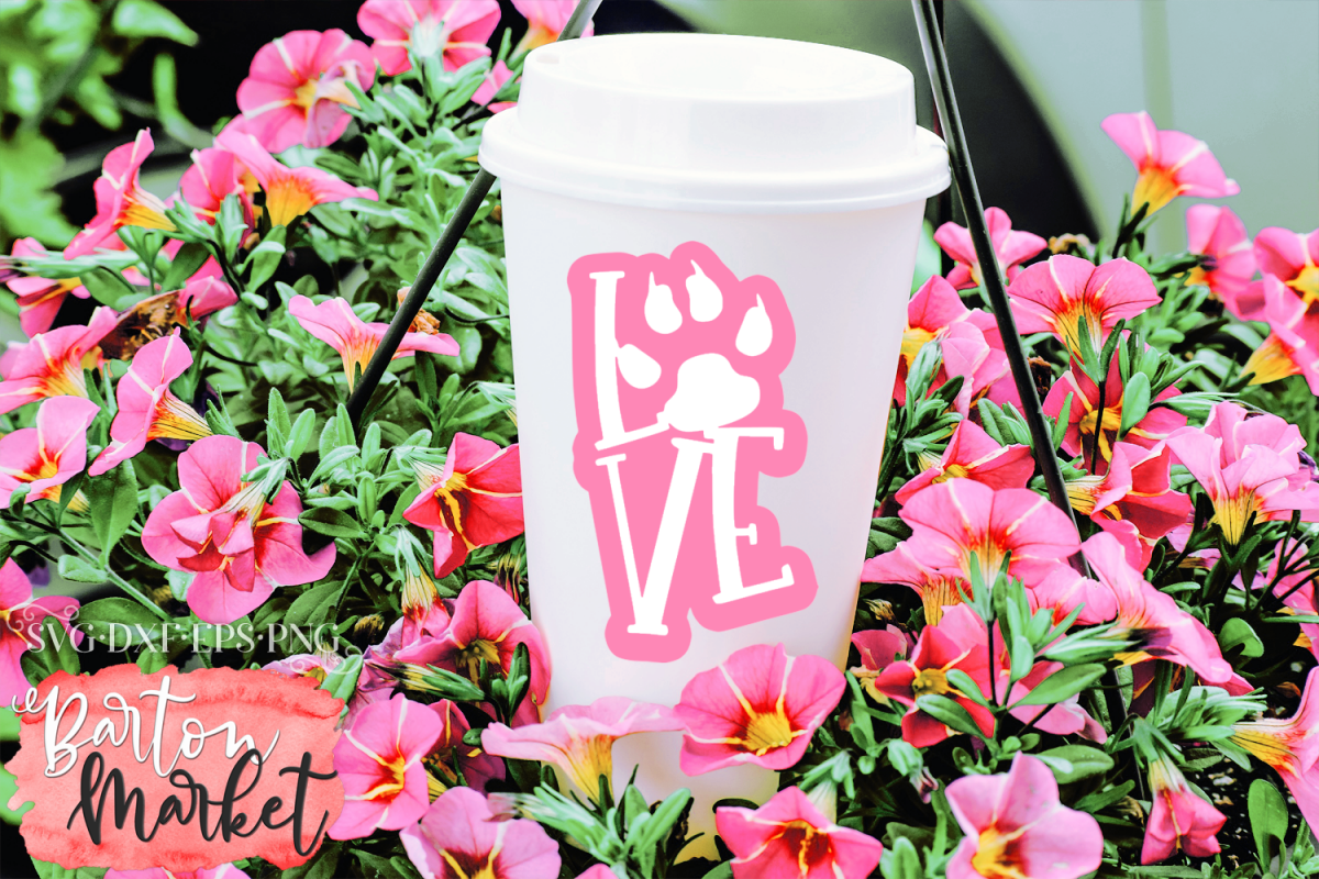 Love Pawprint SVG DXF EPS PNG example image 1