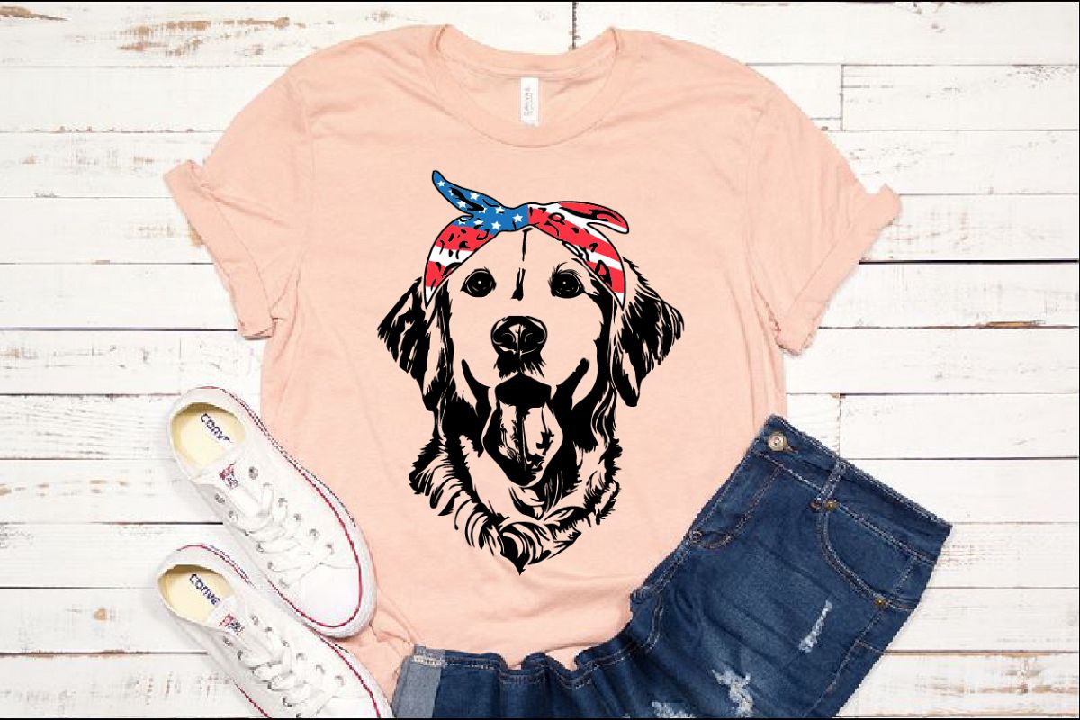 Lab SVG Labrador USA Bandana Head Dog 4th July Breed 1371s example image 1