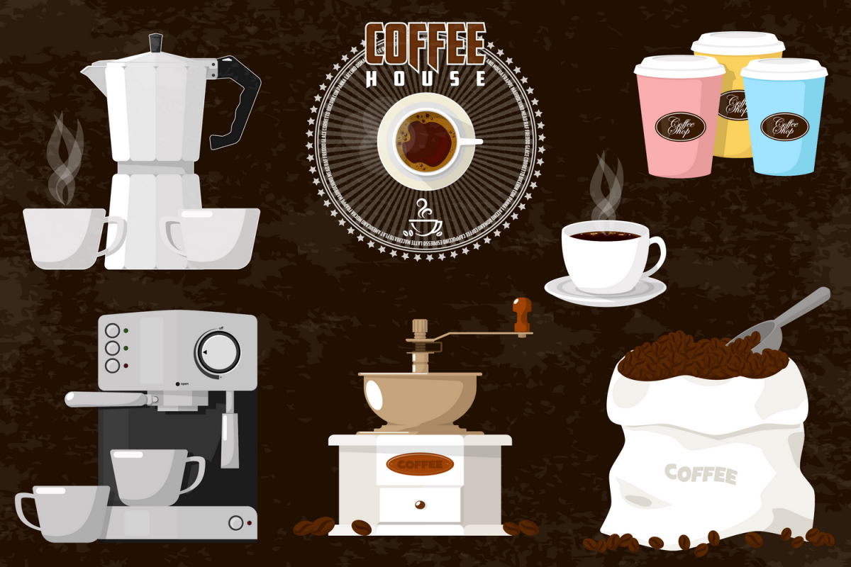 Coffee house emblem and items illustration. example image 1