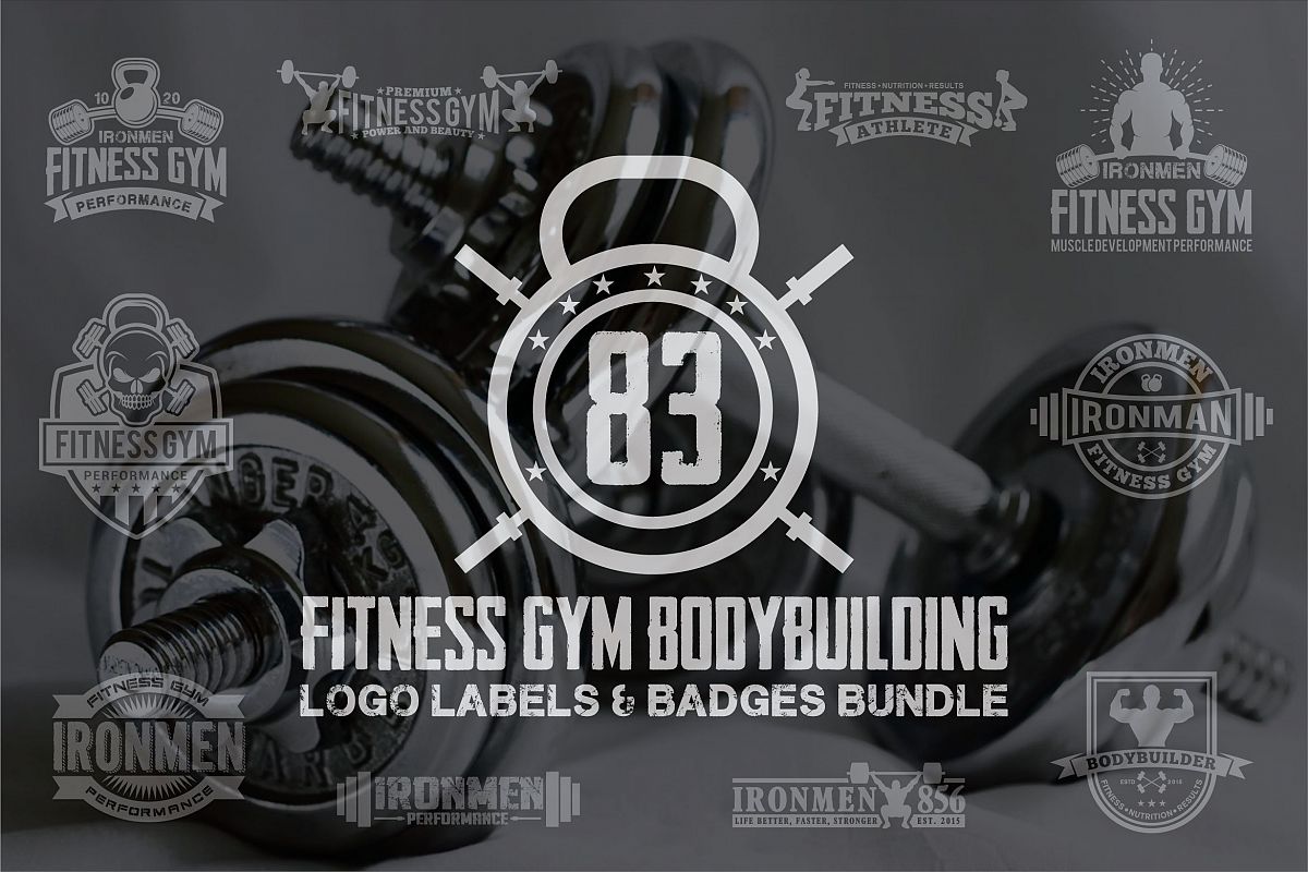 83 fitness gym bundle Logos Labels & Badges example image 1