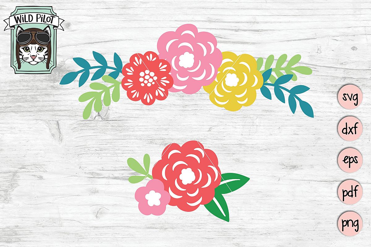Flowers SVG file, Floral cut file, Flower Border, Stencil example image 1