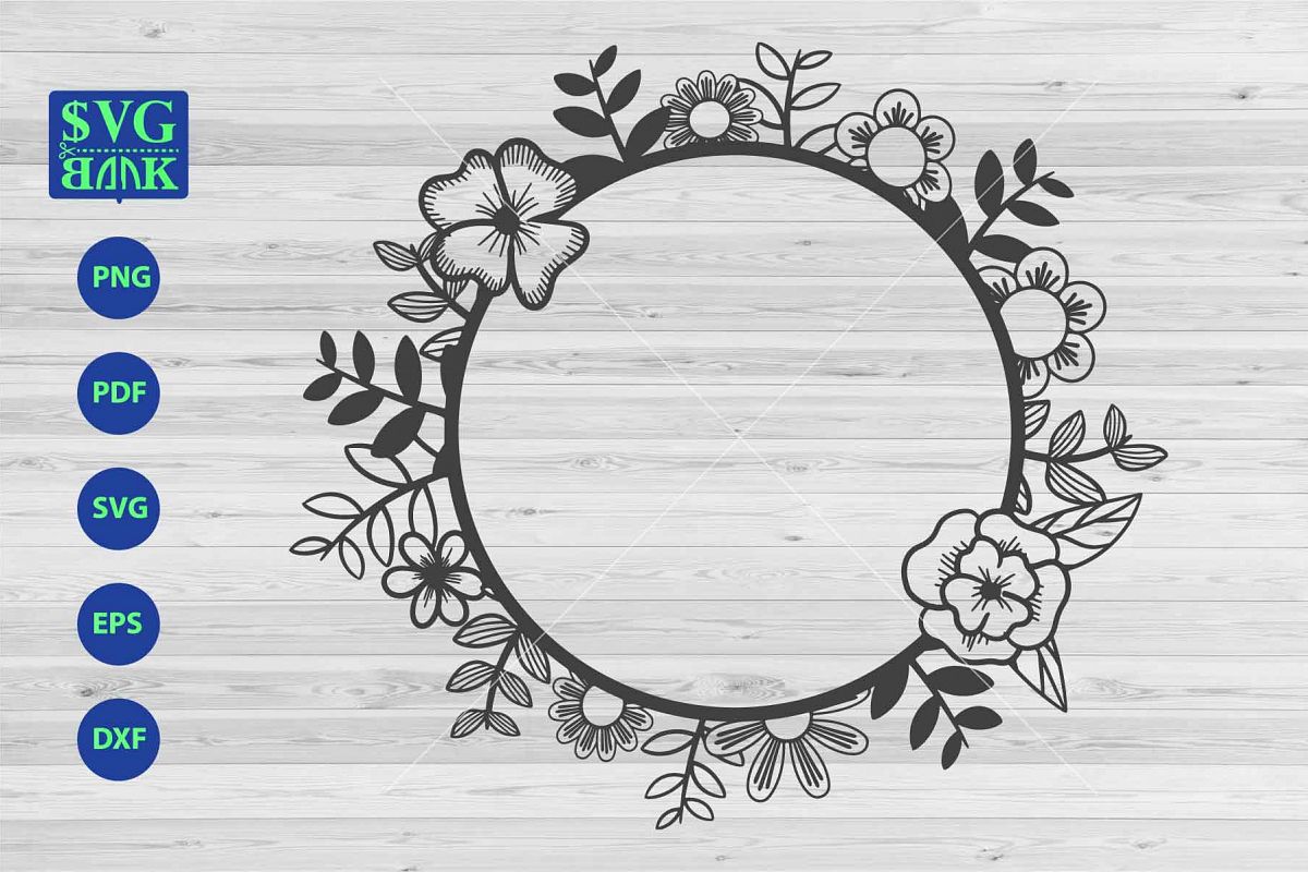 Download Circle frame svg, monogram frame dxf cut file