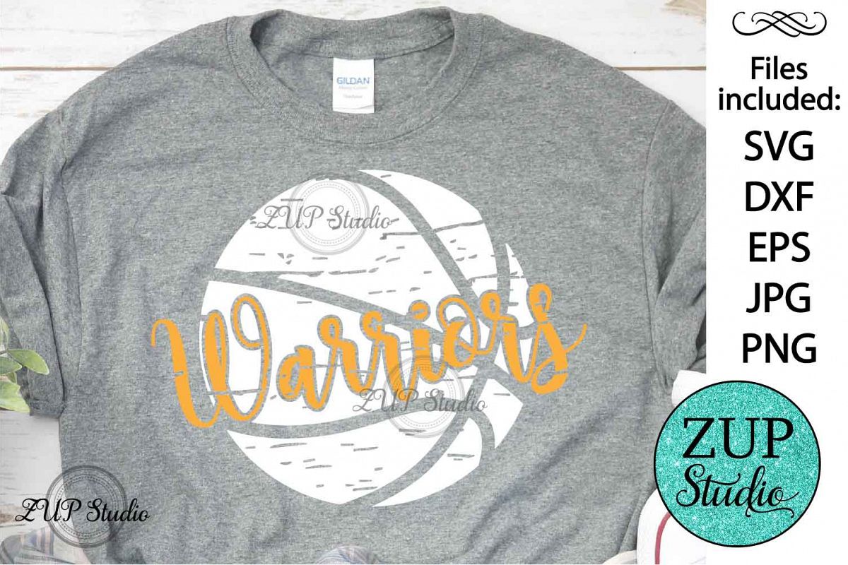 Grunge Warriors Basketball SVG Design Cutting Files 394 example image 1