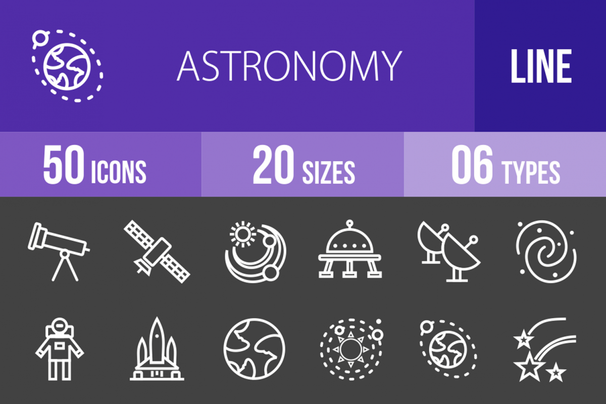 50 Astronomy Line Inverted Icons example image 1