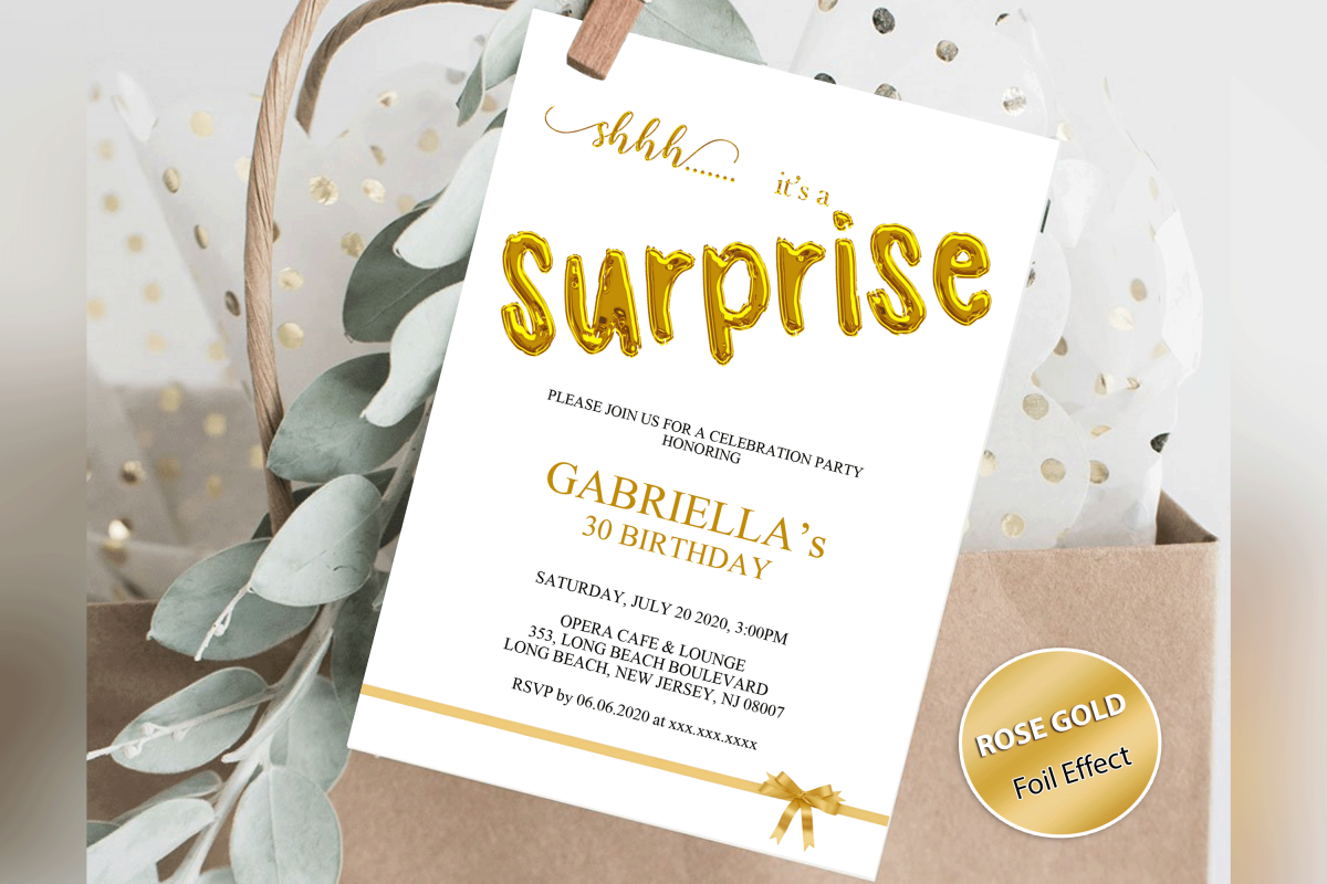 Any Age Surprise Birthday Invitation, Shhh it's a Surprise example image 1