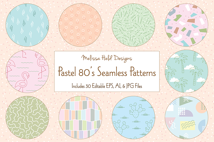 Pastel 80's Seamless Patterns example image 1