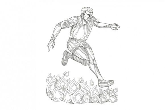 Obstacle Racer Jumping Fire Doodle Art example image 1