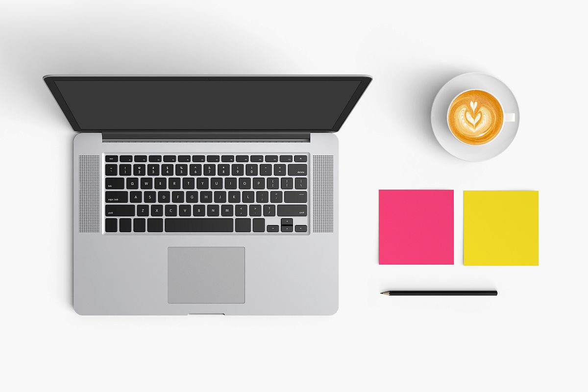 Modern workplace. Top view. Flat lay style. 7 example image 1