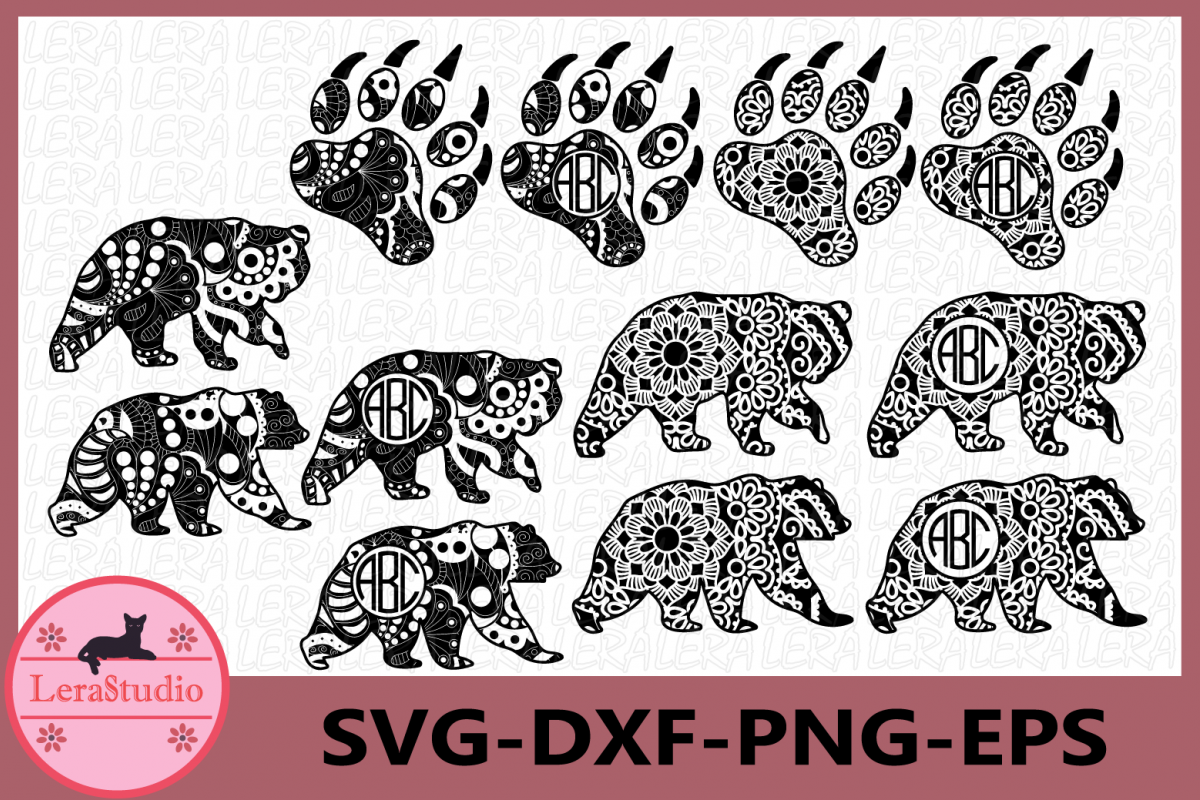 Download Bear Zentangle SVG, Bear Mandala, Animals Svg, Vector ...