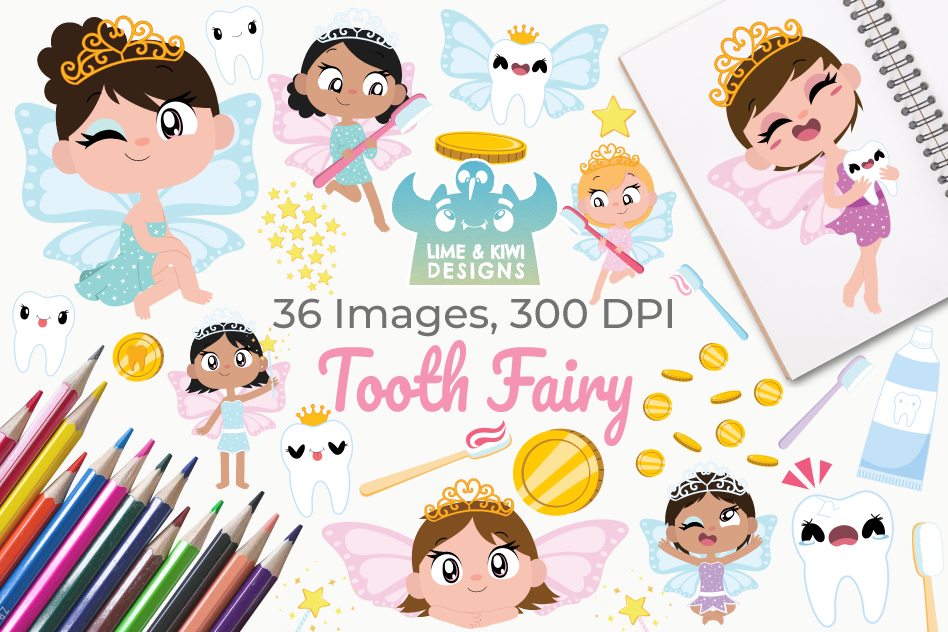 Tooth Fairy Clipart, Instant Download Vector Art example image 1