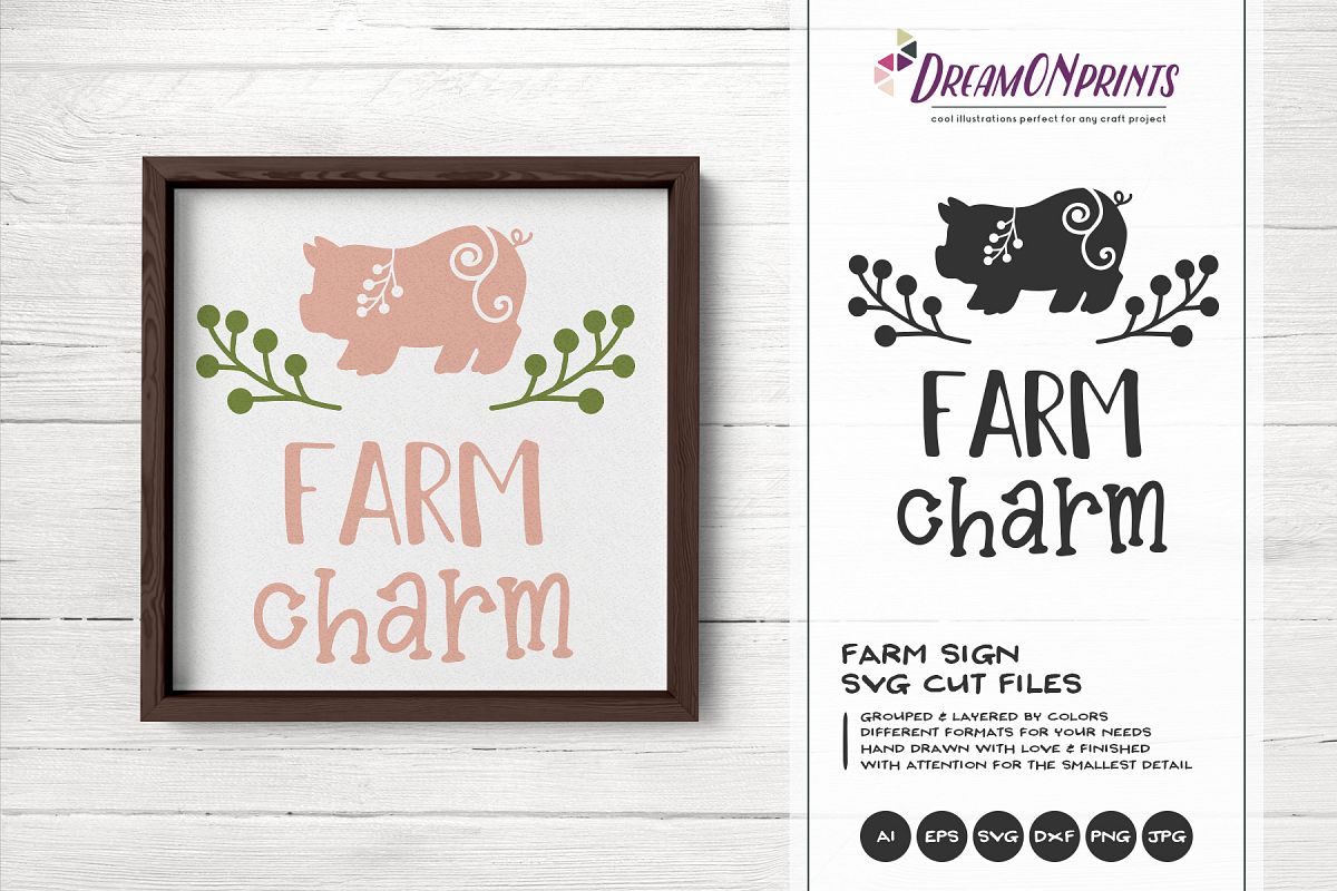 Farm Charm SVG Cut Files - Pig SVG example image 1