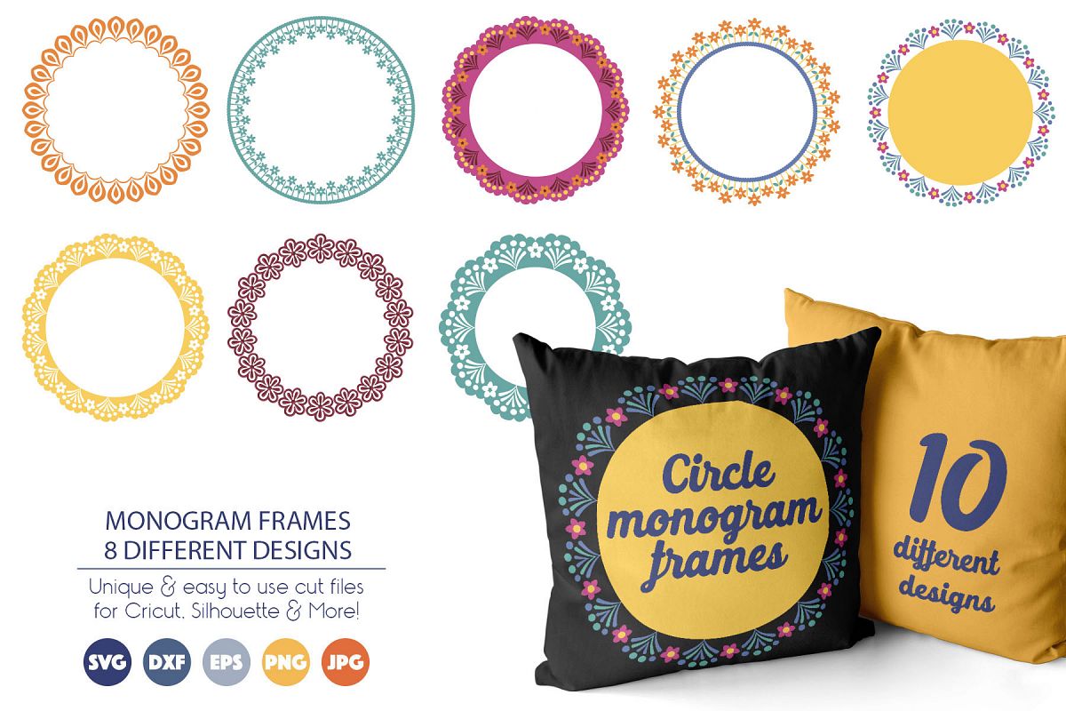 Download Circle Monogram Frames BUNDLE SVG Cut Files