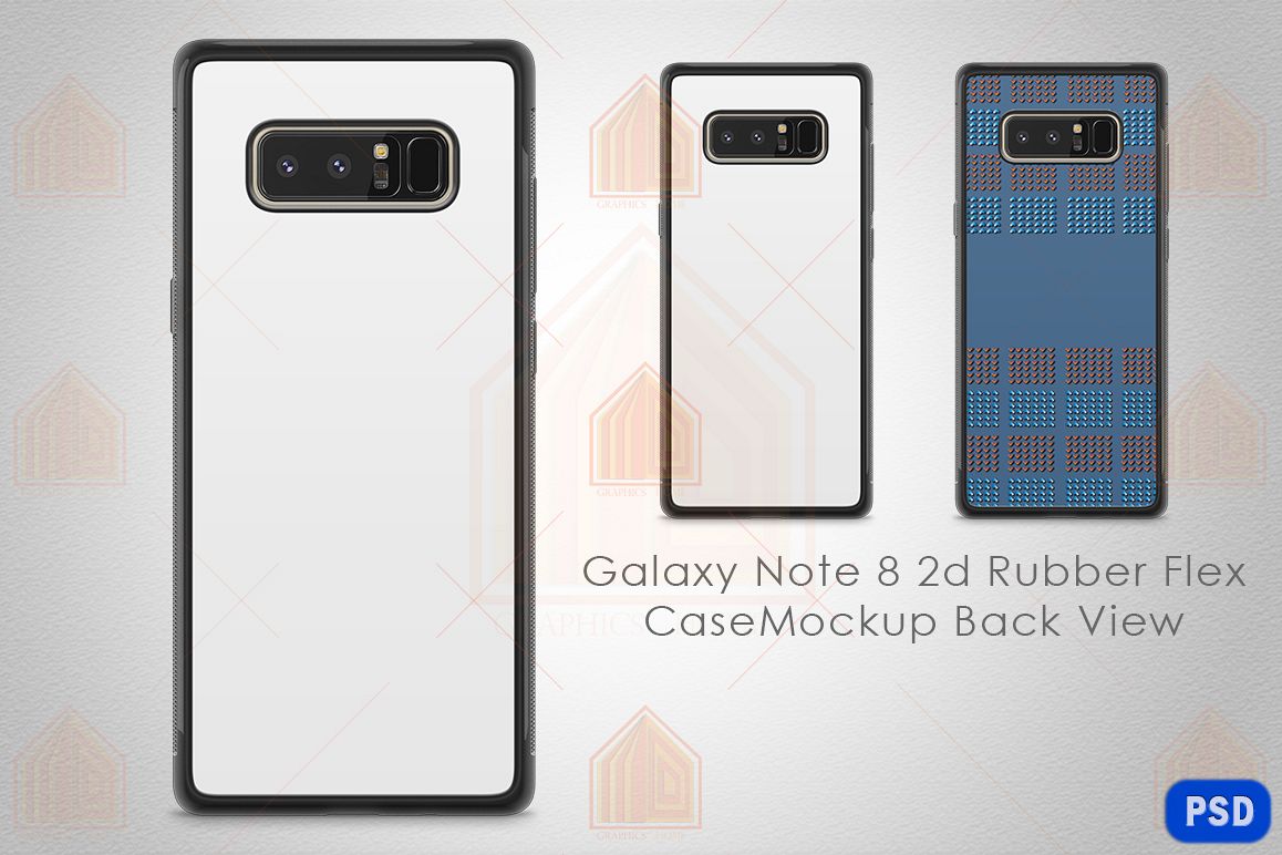 Galaxy Note 8 2d Rubber Flex Case Design Mockup Back example image 1