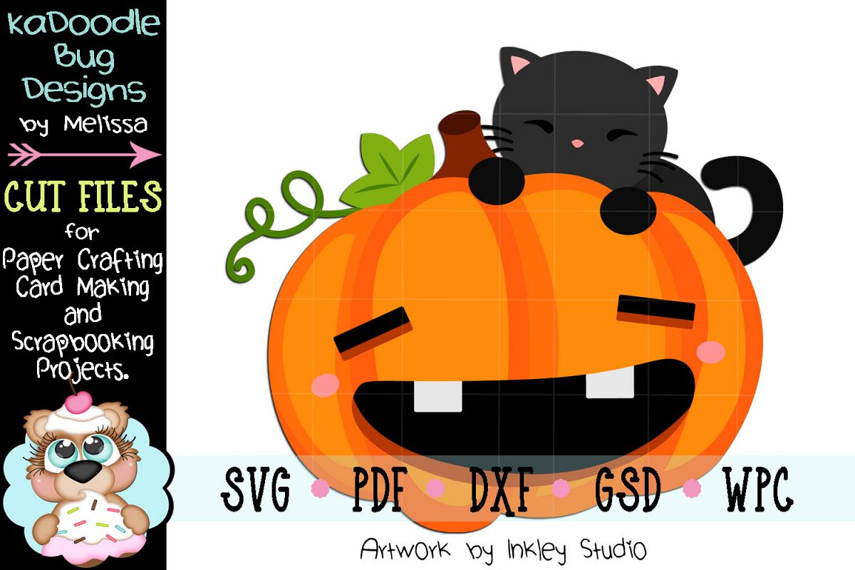 Pumpkin Cat Peeker Cut File - SVG PDF DXF GSD WPC example image 1
