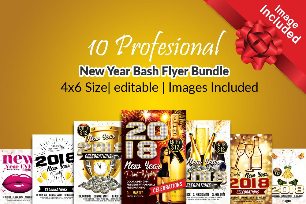 10 New Year Bash Flyer Bundle example image 1
