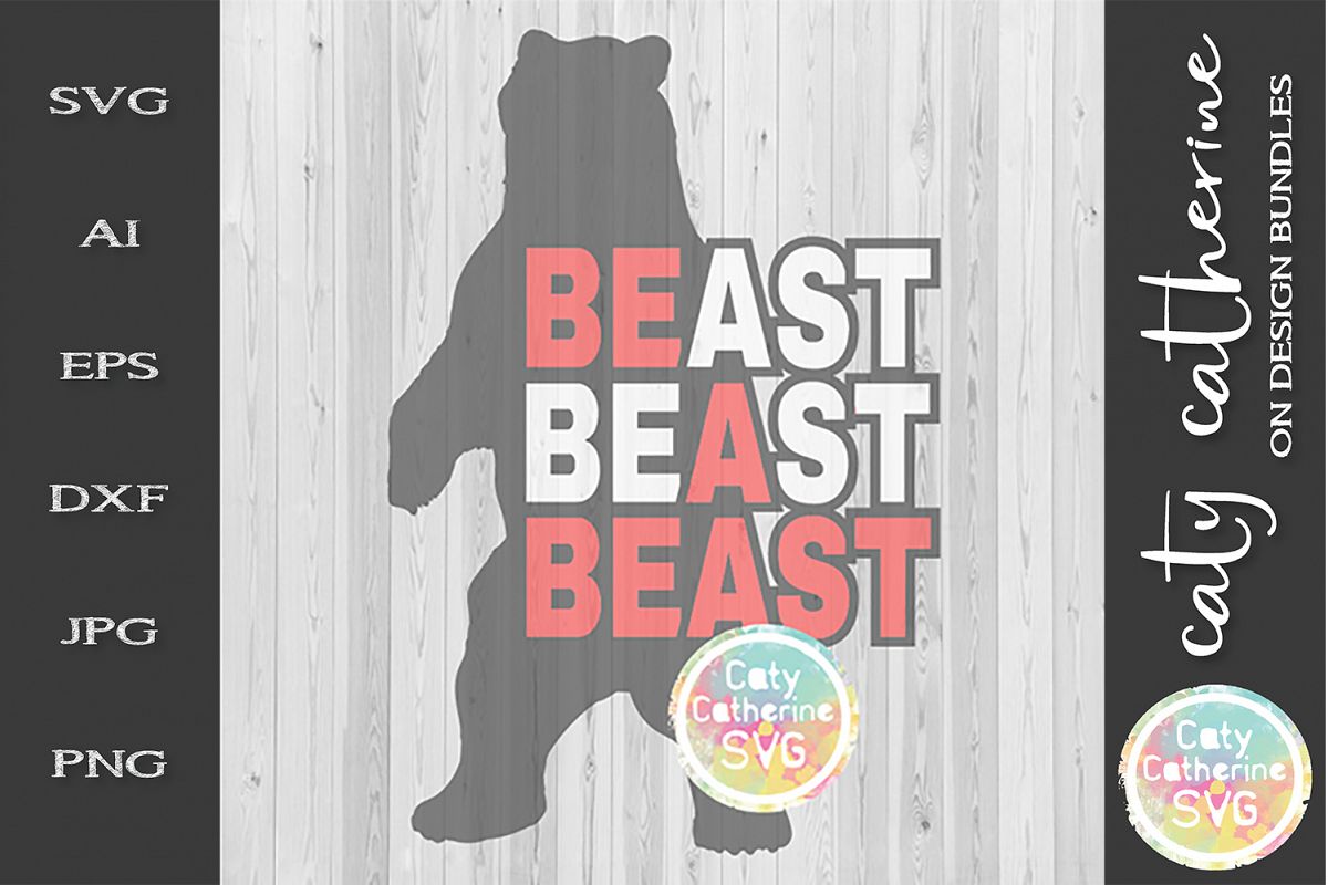 Be A Beast Bear SVG Workout Fitness Gym Tee Design example image 1