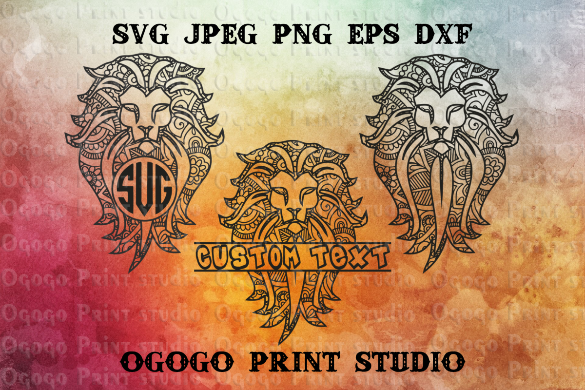 Mandala style Lion SVG, Zentangle SVG, Animal svg, King svg example image 1
