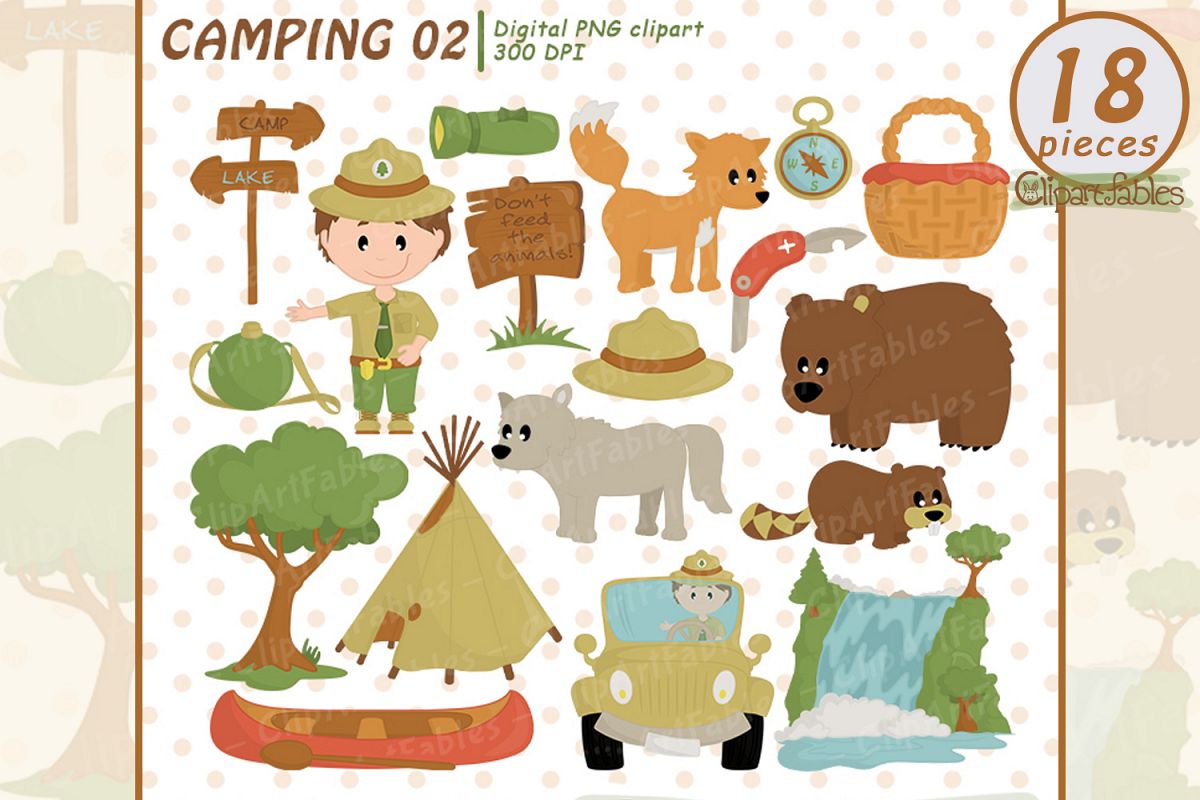 RANGER clipart, Wild life, Cute outdoor clipart, Camping art example image 1