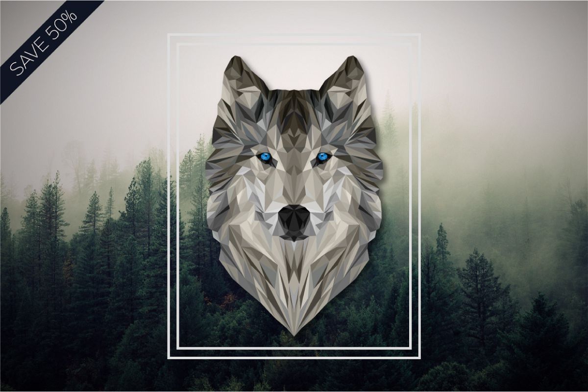 Geometric Wolf Illustration example image 1