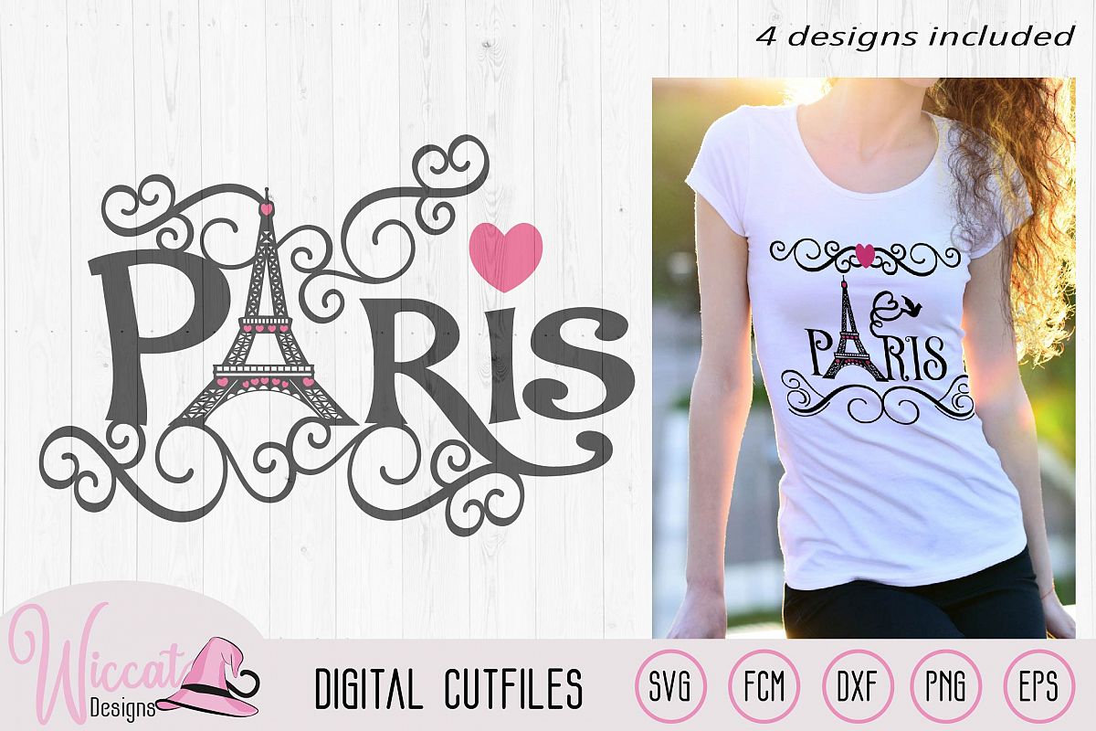Paris Eiffel Tower word art, Valentine, City of love svg, example image 1