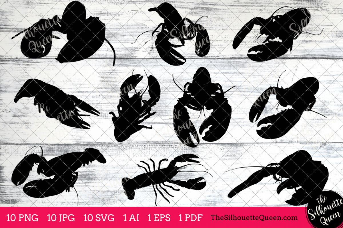 Lobster Silhouette Clipart Clip Art(ai, Eps, Svgs, Jpgs, Pngs, Pdf 